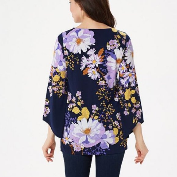 Susan Graver Printed Liquid Knit Embellished Tunic - Picture 2 of 3